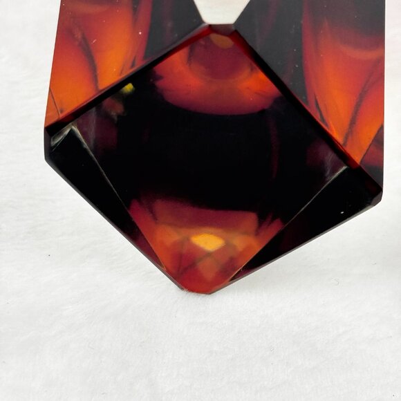 Faceted Mandruzzato Murano Sommerso 6.75" Glass Vase by Flavio Poli for Seguso - Picture 11 of 16